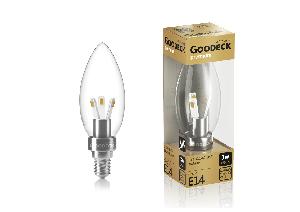 Лампа светодиодная Goodeck  3Вт Свеча прозрачная 2700K E14 GL1003011103