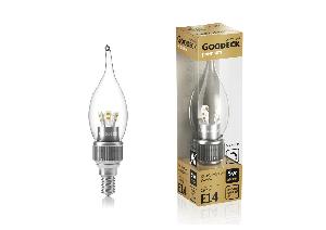 Лампа LED Goodeck 5Вт Свеча на ветру прозрачная диммируемая 230В 2700K E14 GL1005011105D