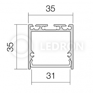 Накладной, подвесной профиль LeDron 35*35* 2500 алюминий 13173