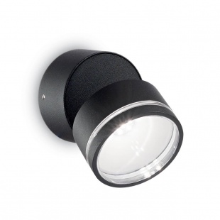 Уличный настенный светодиодный светильник Ideal Lux Omega Ap Round Nero 4000K