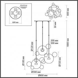 Подвесная светодиодная люстра Odeon Light Bubbles 4802/36LA