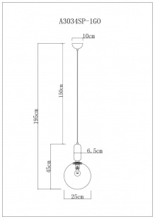 Подвесной светильник Arte Lamp Bolla-Sola A3034SP-1GO